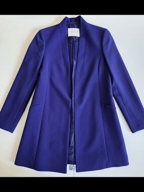 Women's Open-Front Purple Longline Coat